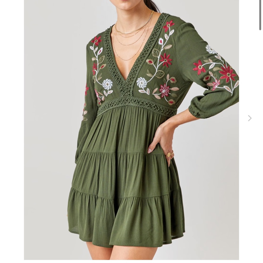 Jordina Embroidered A-Line Mini Dress